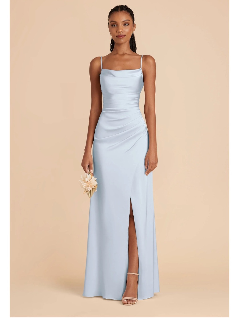 Birdy Grey Satin Mist Blur Spaghetti Strap Maxi Dress
